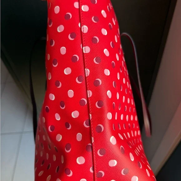Kate spade Red Polka Dot Tote Bag no callouts only used a few times - Picture 5 of 13